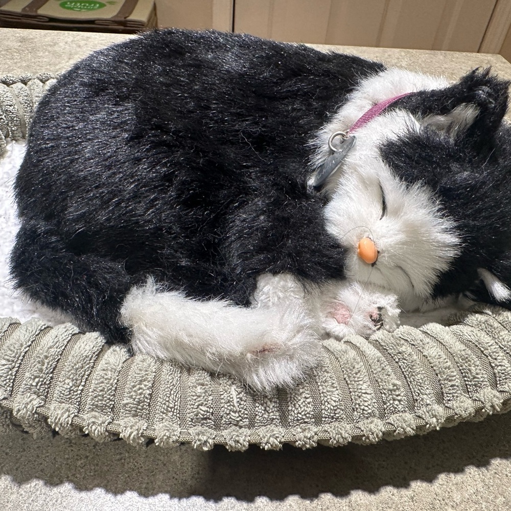 Perfect Petzzz Black and White Plush Cat Bed